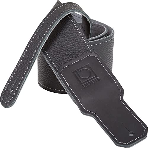 Sangle de guitare premium en cuir BOSS BSL-30-BLK noir 7cm contre mal de dos