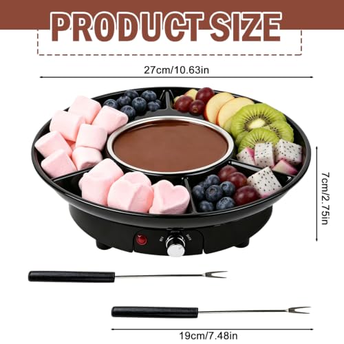 Fondue au Chocolat Électrique, 280ml Appareil à Fondue Electrique avec 2 Fourchettes, 2 Niveaux de Température Ensemble De Fondue Au Chocolat, Fondoir pour Chocolats et Fromage pour Fêtes Réunions – vue 2