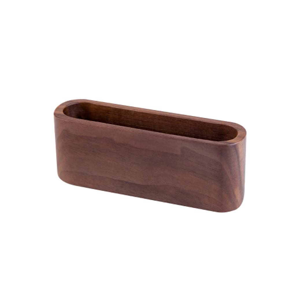 MOBYGKFY Black Walnut Beech Wood Stand Office Desk Wooden Business Card Holder Organizer Pen Storage Box