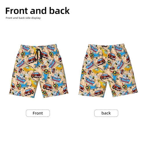 Boys Swim Trunks Cars Airplanes Ships Helicopters Cartoon Cute Kids Swim Shorts Quick Dry Beach Board Pocket2
