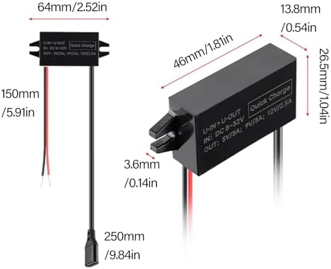 30W Type C Output Charging Adapter 8V-32V to 5V / 9V / 12V Power Converter for 12V 24V Automobiles Motorbikes Accessories Car Motorcycle Adapter - 2