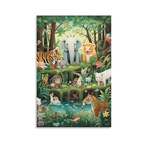 Cuadro decorativo de animales del bosque que aporta calidez a tu dormitorio