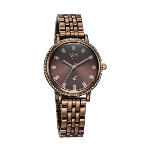 Image of Fastrack Vyb Enigma Brown Dial Alloy Strap Watch for Women