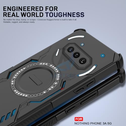 Image of AESTMO Back Case Cover for Nothing Phone 3A 5G | Magnetic Case with Built-in Metal Ring | Compatible with MagSafe Accessories | Shockproof Hybrid (PC + TPU, Black)