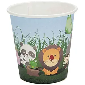 Hippity Hop Jungle Theme Paper Cups Disposable Cups and Glasses for birtdhay Decoration, Theme Decoration, boy or Girl, Party Tableware and Cutlery (Pack of 10)