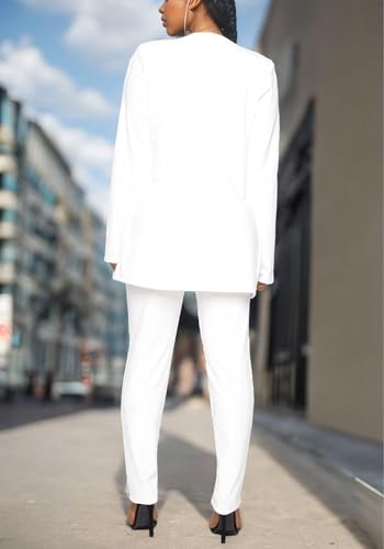 Vakkest Womens Suits 2 Piece Set Business Formal Outfit Casual Long Sleeve Blazer and Office Work Pencil Pants Dressy