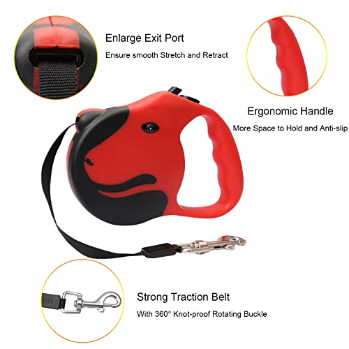 5m Retractable Dog Lead for 25 Pounds Puppy Small Pet Dog, Smooth Extendable Dog Lead Leash Ribbon with Degradable Poop Bag - Image 3