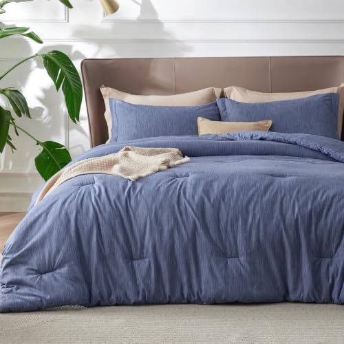 Image of Bedsure Full Comforter Set - Infinity Blue Soft Bedding for All Seasons, Cationic Dyed Bed Set, 3 Pieces, 1 Full Size Comforter (82 inchx86 inch) and 2 Pillow Shams (20 inchx26 inch+2 inch)