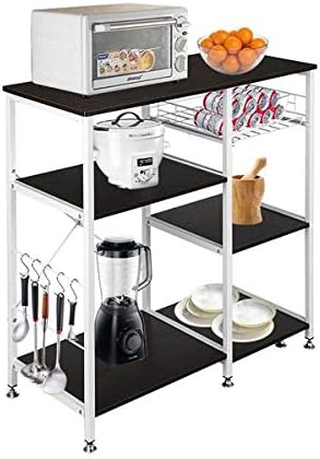 3-Tier Kitchen Baker's Rack-Utility Microwave Oven Stand Storage Cart Workstation Shelf for Spice Rack Organizer Workstation (Dark Brown)