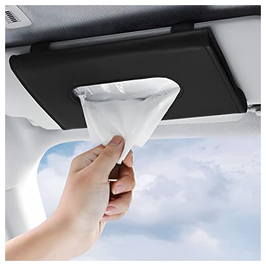 BIPROS Car Tissue Holder - Tissue Holder for Car,Car Napkin Holder,Napkin Holder for Car,Sun Visor Napkin Pocket,Car Visor Tissue Dispenser,PU Leather Backseat Tissue Holder - Sun Visor Accessory