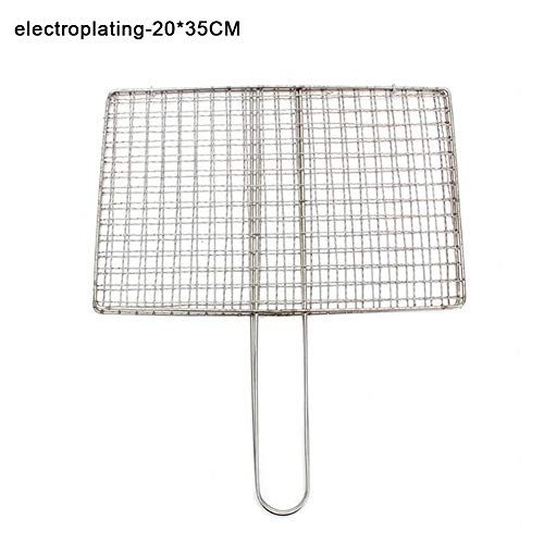 Walkretynbe Grill & Kitchen Tools & GadgetsStainless Steel Electroplating BBQ Net Barbecue Grill Fish Clip with Handle - Electroplating# 20x35cm