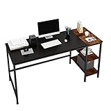 JOISCOPE Study Computer Desk for Home Office,Small Working and Writing Desk with Wooden Storage Shelf,2-Tier Industrial Morden Laptop Table with Splice Board,60 inches(Black Oak Finish)