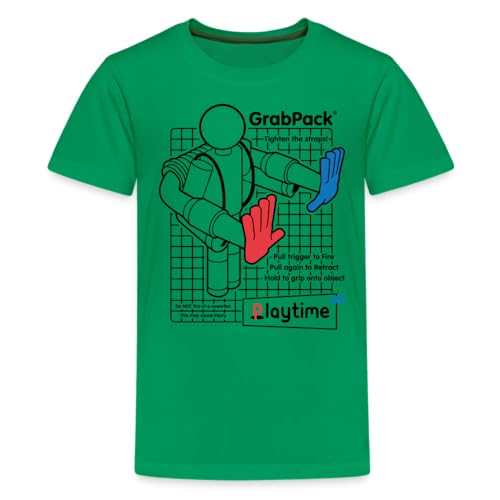 Poppy Playtime - GrabPack Schematic T-Shirt (Kids, Kelly Green, 6-7)