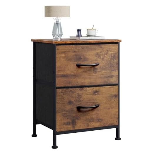 27+ Cozy Dark Earthy Bedroom Inspirations You’ll Love 4 WLIVE Night Stand, Small 2 Drawer Dresser, Nightstand with Fabric Bins for Bedroom, Closet, Dorm, Rustic Brown Wood Grain Print, 11.8" D x 15.7" W x 20.9" H