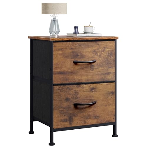 WLIVE Night Stand, Small 2 Drawer Dresser, Nightstand with Fabric Bins for Bedroom, Closet, Dorm,...