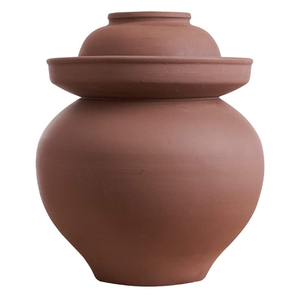 Tarro de fermentación de cerámica engrosada grande, tarro de decapado de porcelana púrpura, olla de kimchi con tapa Almacenamiento de alimentos de cerámica, sello de agua for el hogar fermentaci