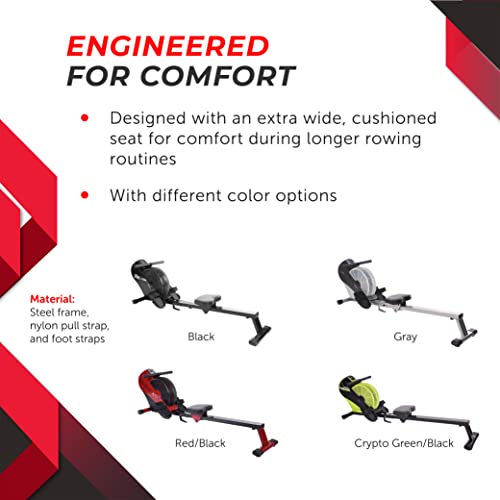 Stamina X Ats Air Rower Machine With Smart Workout App - Foldable Rowing Machine With Dynamic Air Resistance For Home Gym Fitness - Up To 250 Lbs Weight Capacity - Red/Black #TOP6