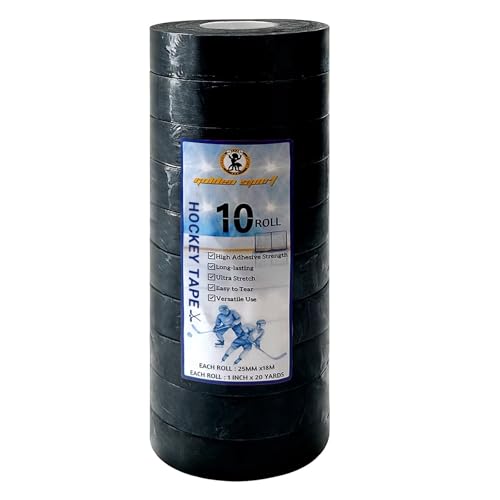 Golden Sport 10 Roll Black Hockey Tape, Fabric Anti-Slip Grip Tape, Versatile Stick Wrap for Hockey Sticks, Baseball Bats, Boxing, Rock Climbing, Pull Up Bar and Sports Gear