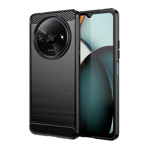Vavies Case for Redmi A3 Case, Poco C61/for Redmi A3X 23129RN51X Carbon Fiber Case Slim Soft TPU Case Shock-Absorption Protective Shockproof Phone Cover for Xiaomi Redmi A3 Black