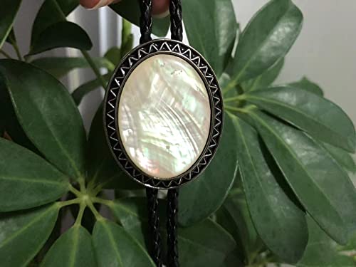 Image of Turquoise Agate Granite BOLO Tie for Men Women Leather Wedding Necklace Western Cowboy Necktie