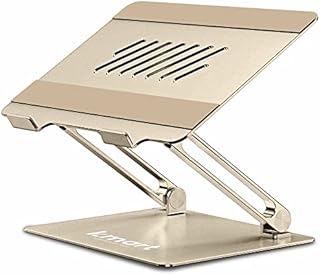 Laptop stand, Anti-Slip Pads Height-Adjustable Computer Laptop Stand Tablet Stand with Heat-Vent,Ergonomic Aluminum Laptop Holder Compatible with MacBook Air Pro, HP Dell Lenovo upto 16" (Gold)