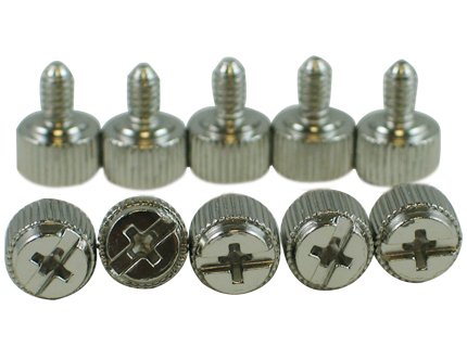 10 x silver/chrome computer case thumbscrews (6-32 thread) for cover / power supply / pci slots / hard drives