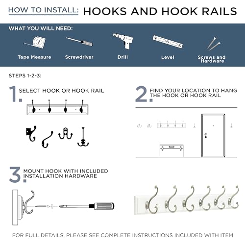 FRANKLIN BRASS Casual Curve Wall Mounted Pure White 16 in. Coat Rack, 4 Nickel Hooks, B46717K-PMN-C2 by Franklin Brass - Image 6