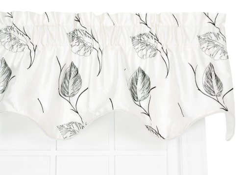 Ellis Curtain Astonish 50-By-63 Inch Embroidered Leaf Grommet Top Lined Window Treatment Panel, Onyx #TOP2