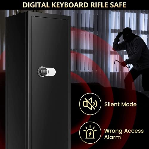 【2023 New】7-8 Rifle Gun Safe Gun Cabinet Fire Resistant With Removable Shelf, Large Unassembled Gun Safes For Home Rifle And Pistols With Silent Mode, Anti-Theft Long Gun Safes For Rifles And Shotguns #TOP6