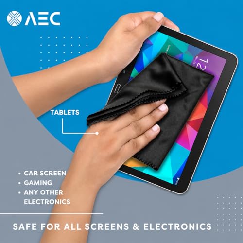 Image of AEC ClearPro Ultra Premium Microfiber Cleaning Cloth for Mobile Screen, Camera Lens, Glasses, Laptop, Tablet & Monitor | Lint-Free, Washable | 12 x 12 Inch | Black | Pack of 3