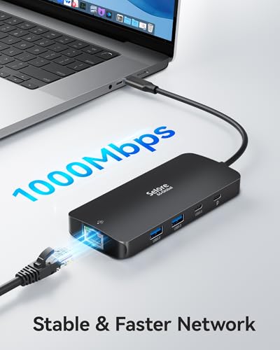 Image of USB C Docking Station Dual Monitor, Selore Docking Station 3 Monitors Triple 4K Display with 2 HDMI, DisplayPort, 1 Gbps Ethernet, 100W PD Charging, USB 3.0 Ports Adapter for Dell, HP, etc(Black)