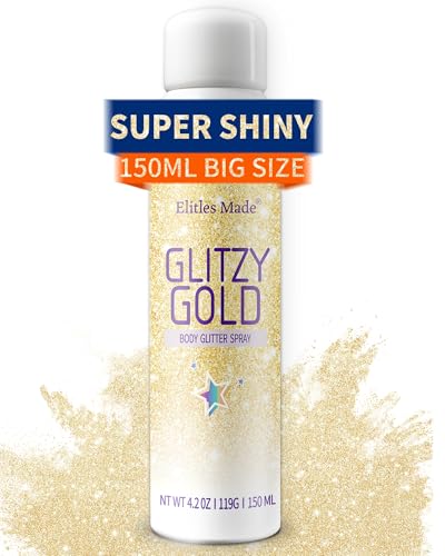 Elitles Made Hair Glitter Body Glitter Spray 150ML Glitter Hairspray Gold Glitter Spray for Hair and Body Hair Glitter for Kids Women Body Shimmer Festival Rave and Makeup 4.2 Fl Oz
