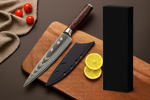 Image of Chefs Knife 8 Inch Ultra Sharp High Carbon German Stainless Steel Forged Blade,for Meat Cutting, Ergonomic Wooden Handle for Home Kitchen Restaurant,Premium Chef Knife with Cover &Gift Box