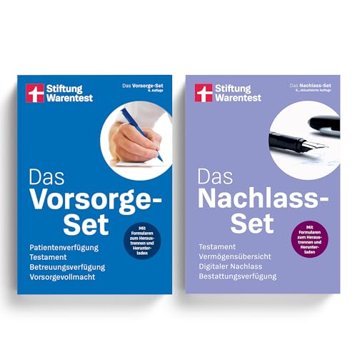 Stiftung Warentest Bücherset: Vorsorge-Set 2024 & Nachlass-Set inkl. Selbstcheck-Formular – Patientenverfügung, Testament, Vorsorgevollmacht & Nachlass regeln – Mit Ausfüllhilfen & Steuertipps