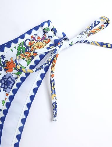 Image of ZAFUL Women's Bandeau Bikini O Ring Strapless Tie Back High Cut Two Piece Swimsuit Bathing Suits
