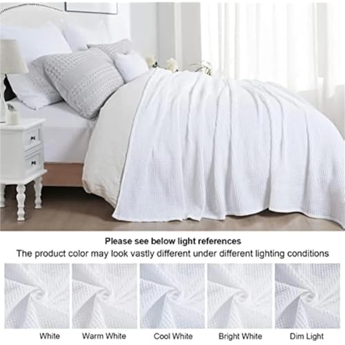 Manta de tejido gofre de algodón lavada y ligera para sofá cama 7