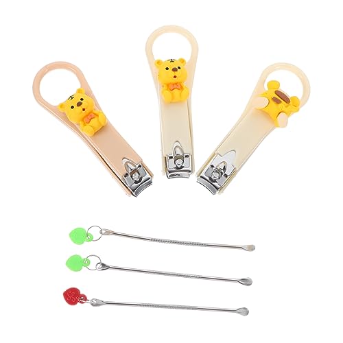 OSOLADY 1 セット ネイルクローツール 足の爪のクリッパー 最初 携帯用爪切り ポータブルイヤーピッカー 便利な耳かき 耳垢供給 家庭用爪切り Beige Abs