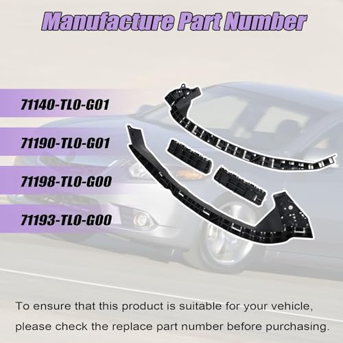 XQSMWF 4Pcs Front Bumper Headlight Retainer Bracket Mount Support Kit, Fit for Acura TSX 2009 2010 2011 2012 2013 2014, Left and Right Side # 71140-TL0-G01 71190-TL0-G01 71198-TL0-G00 71193-TL0-G00 by XQSMWF - Image 3