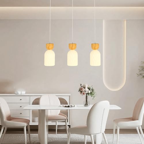 Lámpara colgante de cristal y madera de tronco con base E14 de diseño artesanal 5