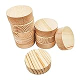 10 Stück Kiefer-Kreis-Plakette, 5 x 1,5 cm, blanko, unlackiert, runde Holzkreise, Plaketten für Bastelprojekte, Gravieren, Holzbrennen, Malen