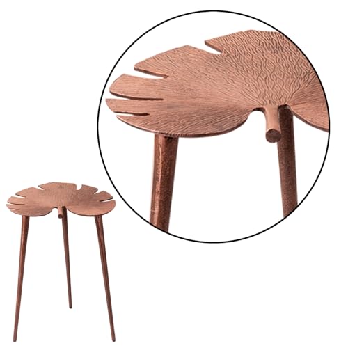 Image of nestroots Multipurpose Aluminium Nightstand Side Table for Bedroom Table | 21 Inches Copper Leaf Bedside Table | Corner Table for Living Room Decor | Room Decoration Items