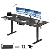 SANODESK 200 x 80 cm Escritorio Elevable Eléctrico con Tablero Escritorio Regulable en Altura Eléctrico Telescópico Bidireccional con Control de Memoria y Tecnología Anticolisión (Negro)