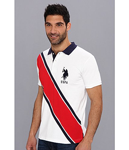 U.S. Polo Assn. Men's Slim-Fit Diagonal-Stripe Polo Shirt with Big Pony