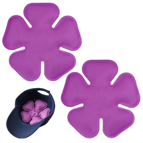 Image of Reusable Cooling Gel Ice Packs for Hats - Adjustable Purple Nylon Cold Therapy Headband for Hard Hats & Sun Hats, 4-Hour Relief for Migraine, Heat Stroke & Construction Workers (2 Pack)