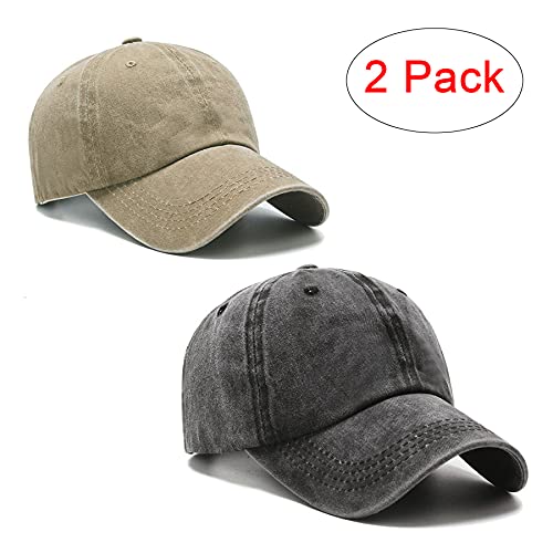 Image of PFFY 2 Packs Vintage Washed Distressed Baseball Cap Golf Dad Hat for Men Women