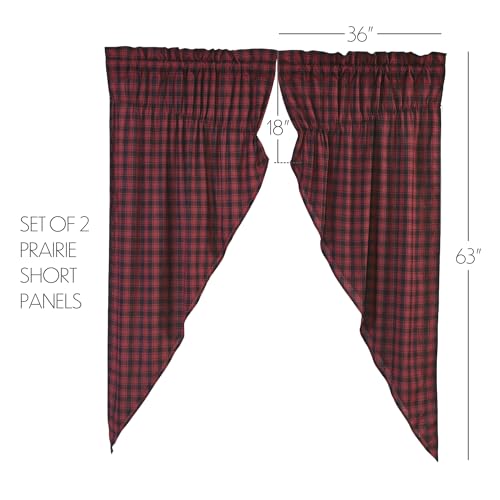 VHC-Brands-Rustic-Lodge-Window-Cumberland-Prairie-Curtain-Pair-Short-Panel-Chili-Pepper-Red VHC Brands Rustic Lodge Window Cumberland Prairie Curtain Pair Short Panel Chili Pepper Red