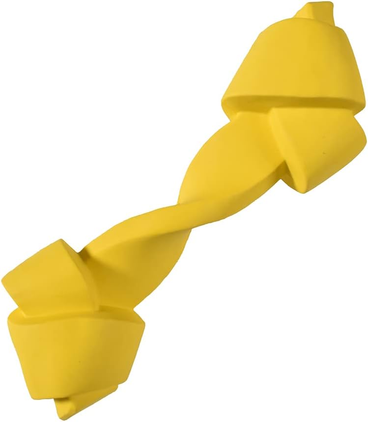 Bobby Rope M - Rubber Dog Toy, Durable Dog Toy, Rope Dog Toy for Dental Hygiene, Washable, Yellow, 18x6x4,7 CM