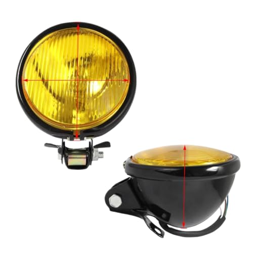 Faro de motocicleta universal redondo cromado Hoping con soporte para moto clásica D