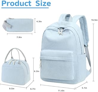 Bluboon School Backpack Set Girls Womens Laptop Bookbag Casual Daypack Fits 15 inch Laptop with Lunch Tote Bag and Pencil Bag