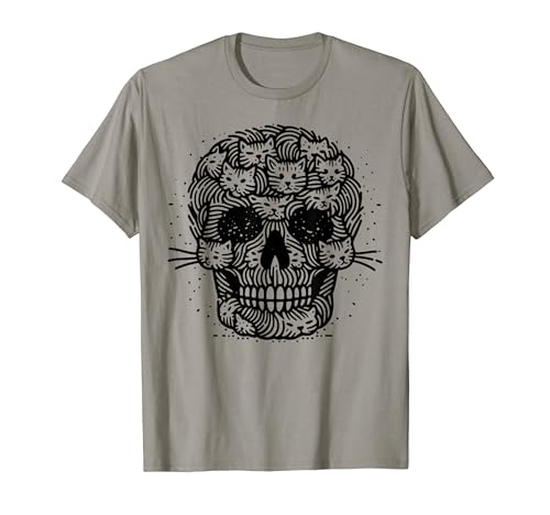 Disfraz de esqueleto de gatito para Halloween, calavera y gatos Camiseta